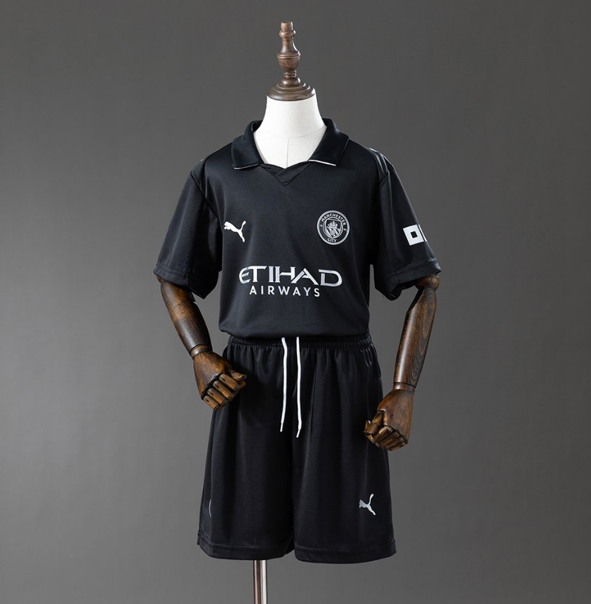 Manchester City 2024/25 Away Black Polo - Kids Kit