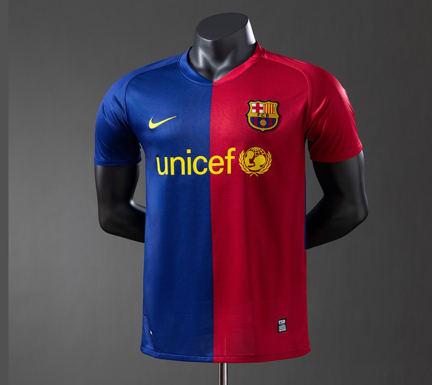 FC Barcelona Retro Home — unicef Era — Player Version, front